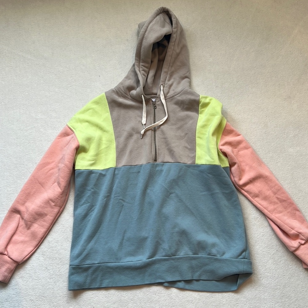 Urban Outfitters color block quarter zip hoodie